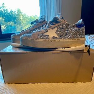 Golden Goose Hi Star Platform Silver Glitter